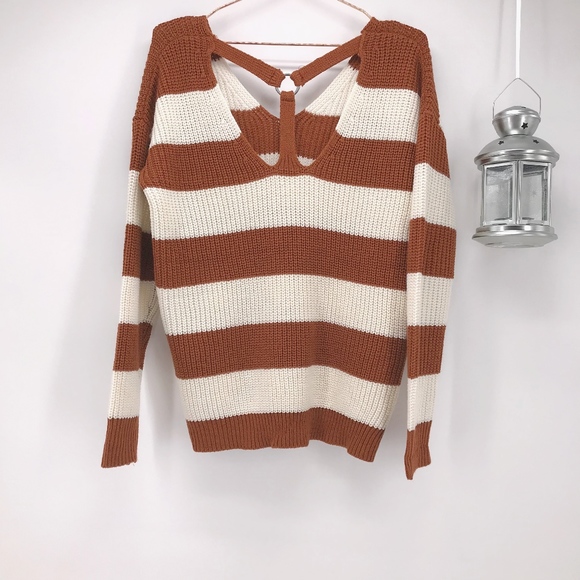 Love by Design Striped Sweater w Back Detail - Picture 4 of 8